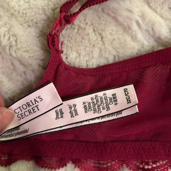 Victoria’s Secret burgundy red 32c Dream Angels smooth push up bra lace trim - Picture 6 of 6